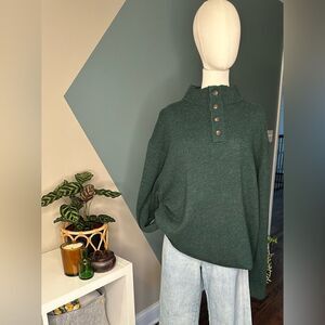 Enzo Mantovani 100% Wool Henley Sweater Pullover Green Neiman Marcus Men’s XXL